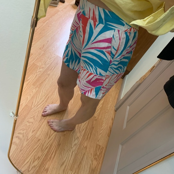 Magaschoni linen blouse oversized pockets mother of pearl buttons yell XL - Picture 10 of 13